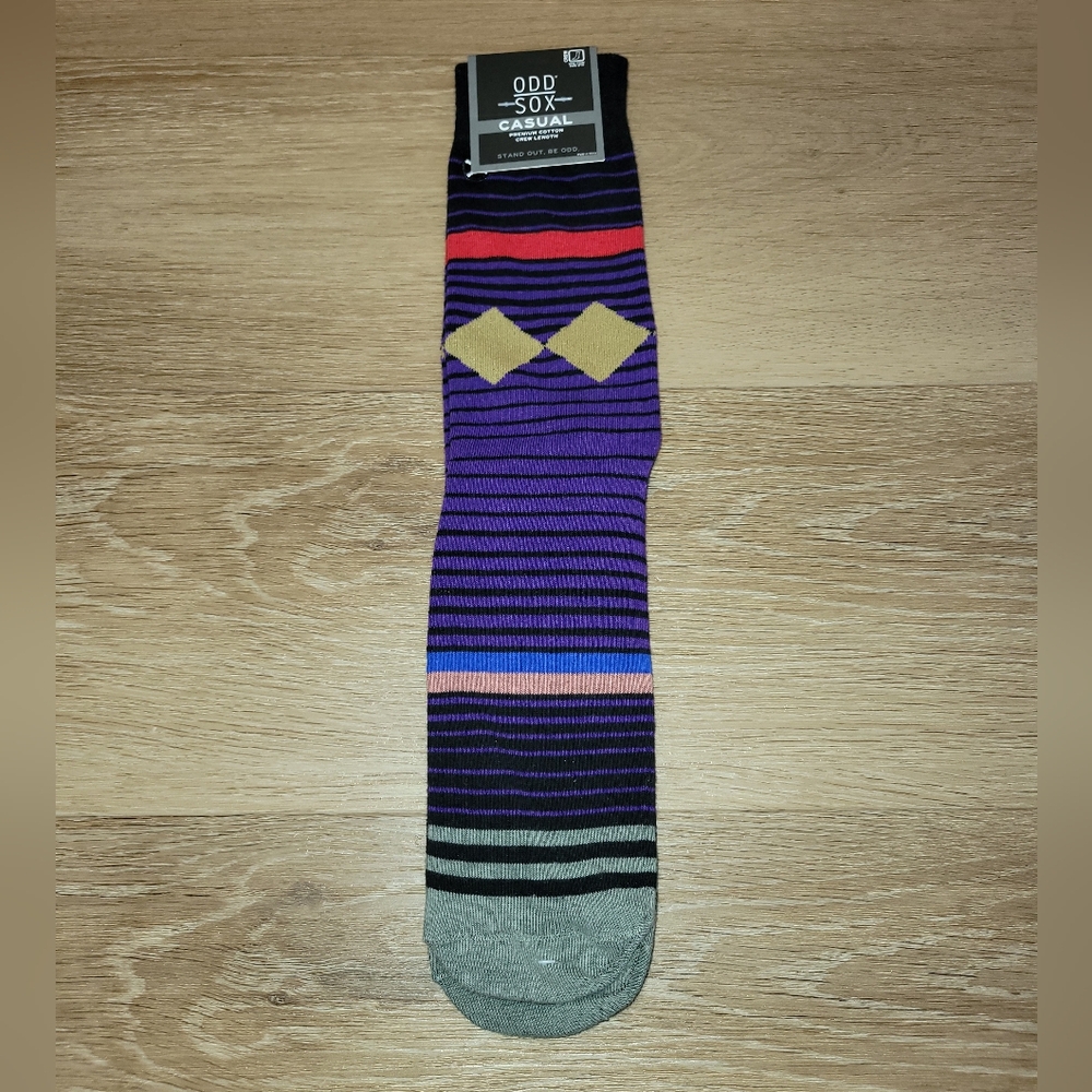Odd Sox Casual Purple Striped Crew Socks New